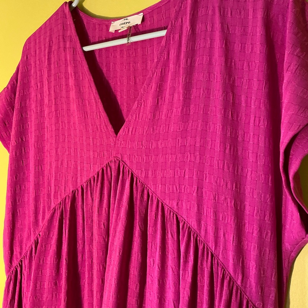 Anthropologie Boho Entro Fuchsia Tiered Babydoll Tunic Dress
